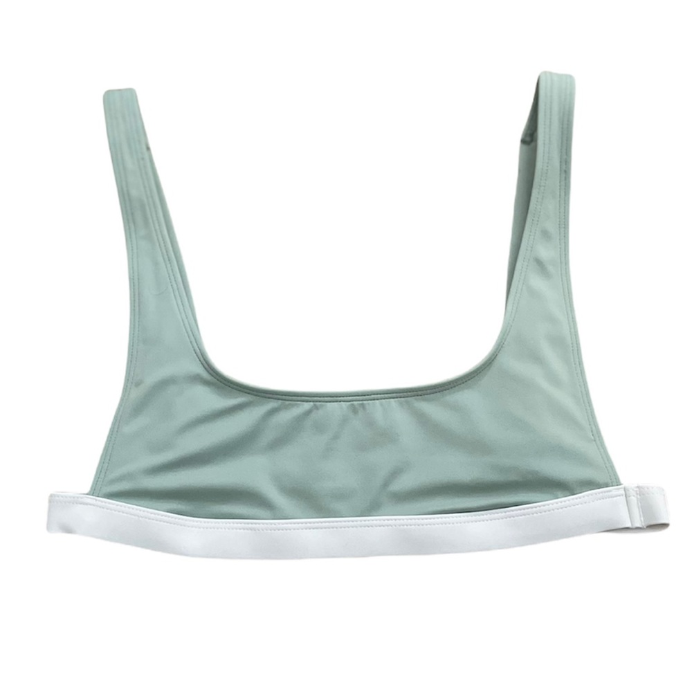 Pacsun NWOT sage green and white bikini top